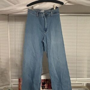 Zara Blue Flare Wide Leg Jeans